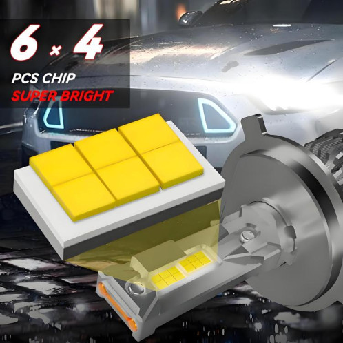 Ampoule LED H4 pour phare de voiture, 50 W, 6 000 lm, 6 000 K, double tube en cuivre (couleur pistolet), lot de 2 SH204A1831-010